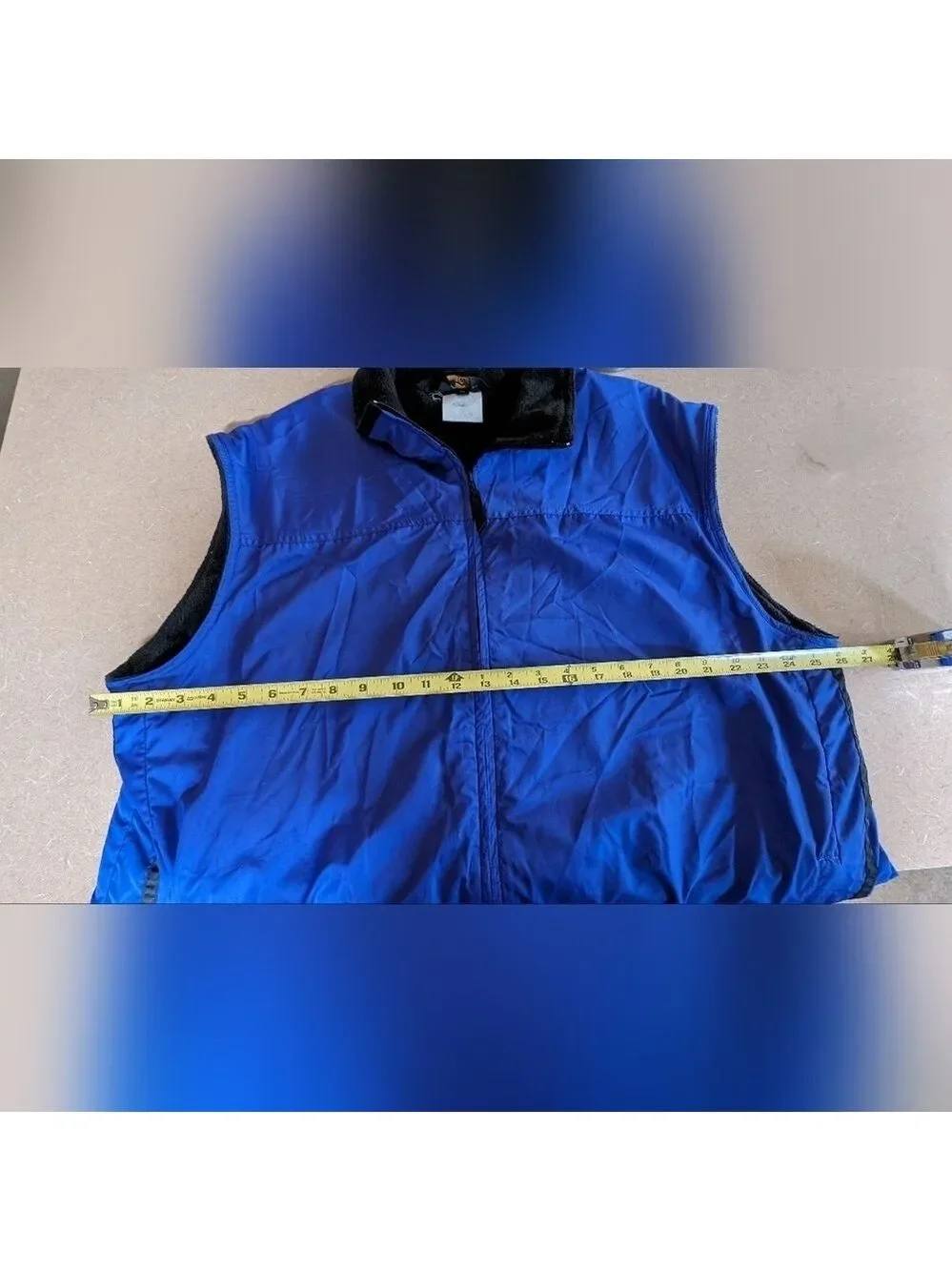 REI Vintage Royal Blue w/black Fleece lined Windbreaker vest Size XL